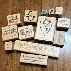 ***SOLD***Stamping’ Up Christmas Rubber stamps set bundle—13 total